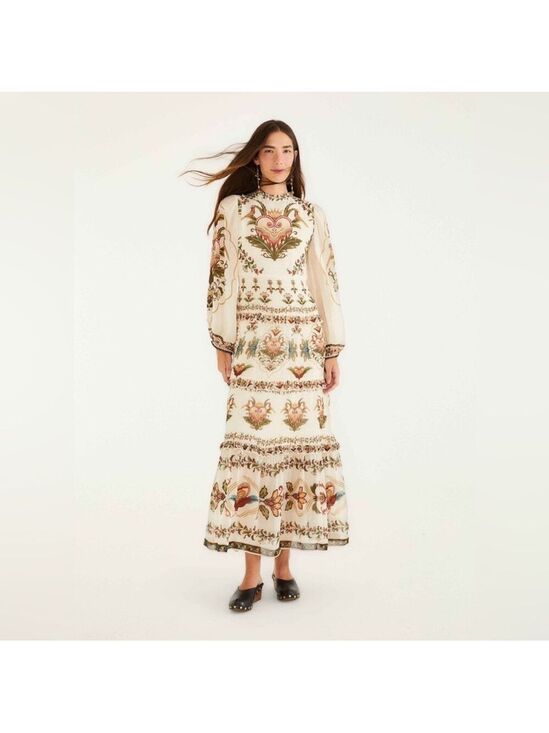 FARM Rio Dresses & Skirts - Farm Rio Cream Majestic Hearts Maxi Dress